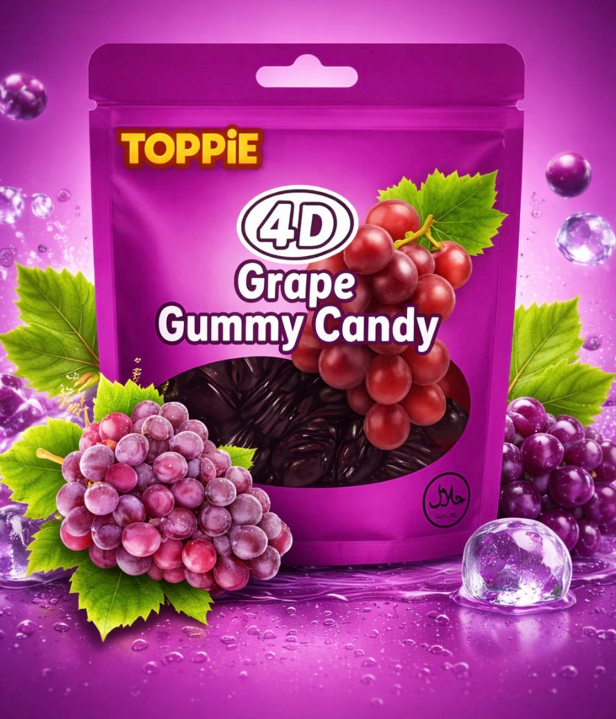 🍇 TOPPIE 4D Grape Gummy Candy - 80 g